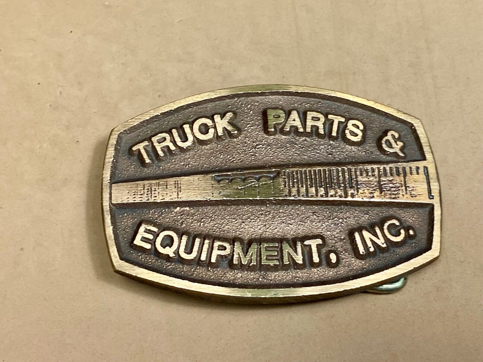 Truck Parts And Equipment Vintage Brass Tone? Belt Buckle