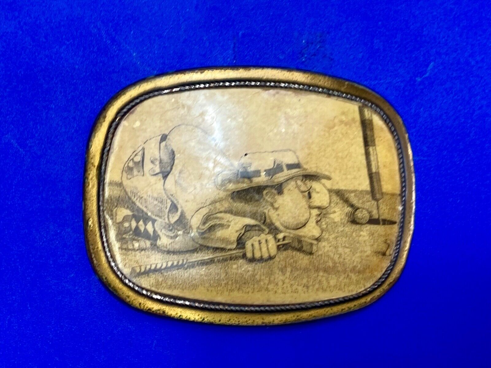 Vintage 1970s Funny Golf Cartoon Comic Metal Belt Buckle