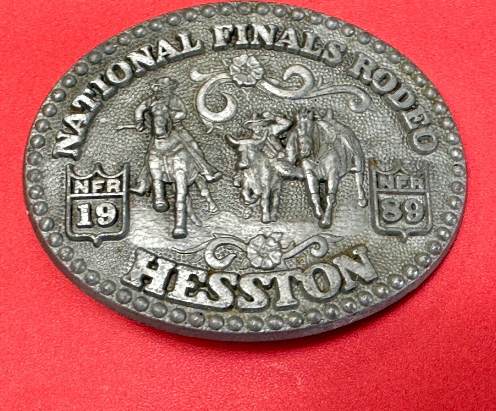 1989 Hesston Youth (small) NFR National Finals Award Design Medals Belt Buckle