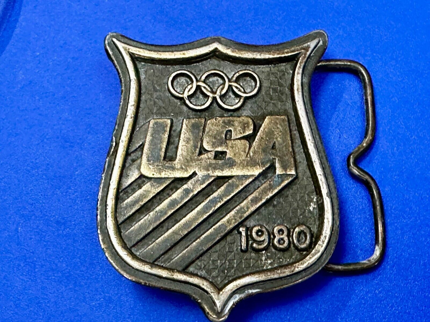 1980 USA Olympic Committee Bergamot Brass Works Vintage Belt Buckle Paul Rollins