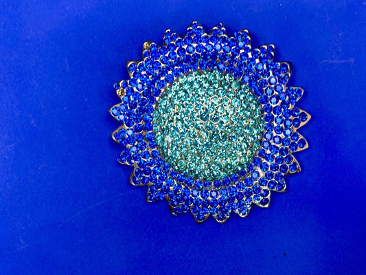 A Blue Green Sea Of Rhinestones - Starburst Cutout Belt Buckle