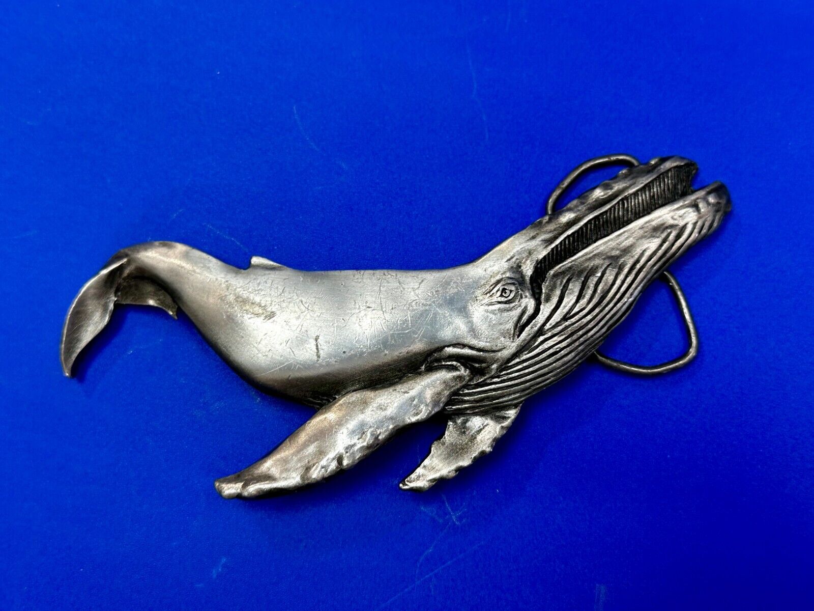 Vinegaroon Foundries Blue Whale Large Figural Pewter Late 70'S Belt Buckle