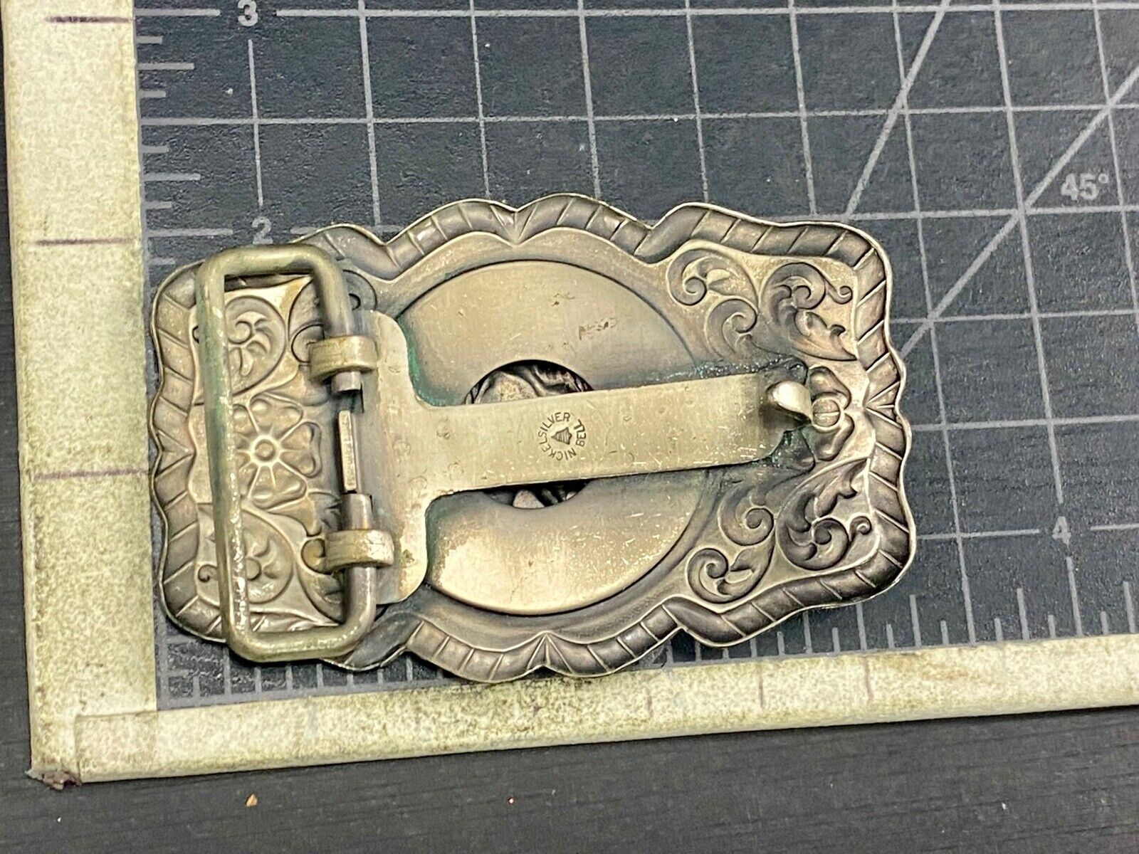 Vintage Horse Head - Horseshoe Nickel Silver Belt Buckle By Bell Trading Co