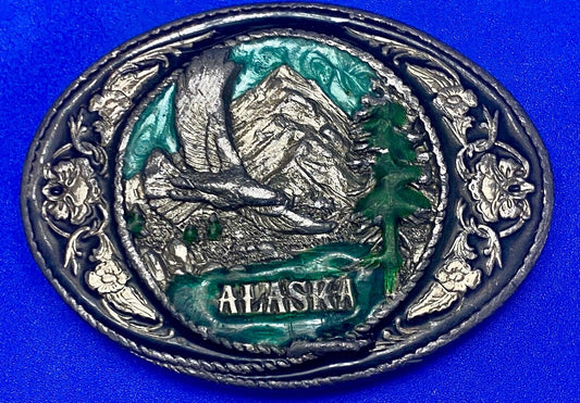 Vintage 1991 The State of Alaska Wildlife Nature belt buckle by Siskiyou