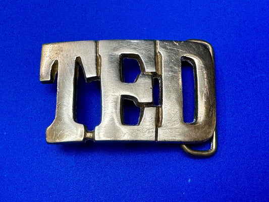 TED Custom Name in Cutout block letters solid brass Baron belt buckle