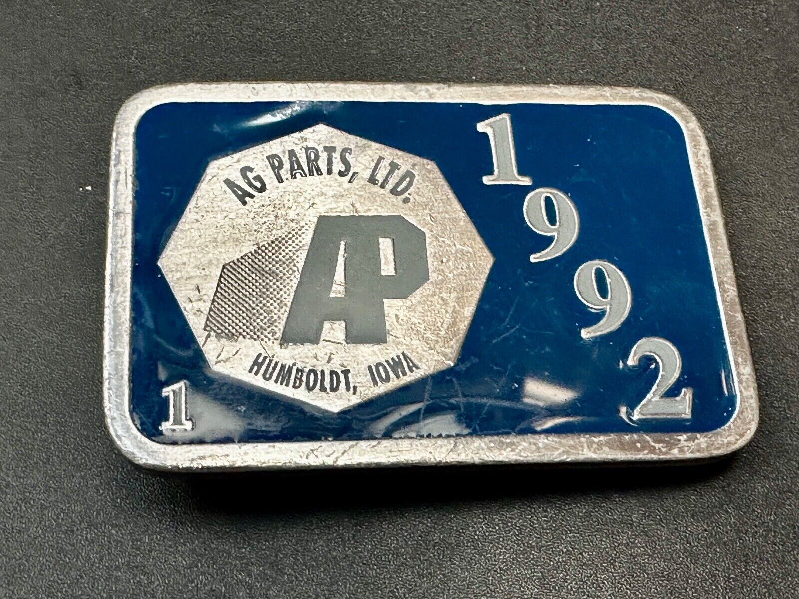 AP Ag Parts Iowa State Farmer Farming Vintage 1992 Limited Edition Belt Buckle