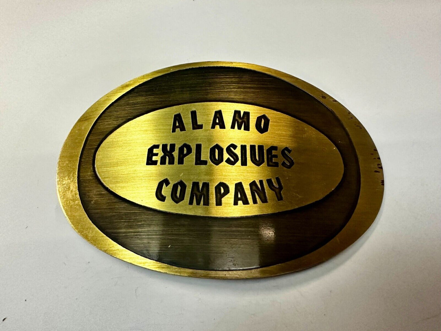 Alamo Texas Explosives Company Mine Company Belt Buckle - Metal Arts O.K.C