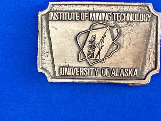 Vintage Institute of mining technology belt buckle - University of Alaska 