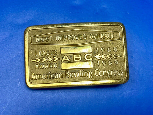 60's American bowling congress - LAEGUE ABC Award most improved 2" belt buckle 