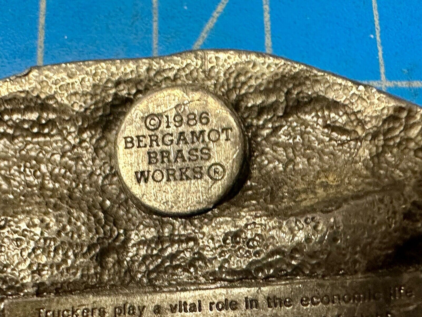 Truckers Semi Drivers Vital Role in the USA Economy 1986 Bergamot Belt Buckle
