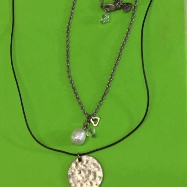 Aeo Double Strand Faux Pearl - Silver Tone Pendant Necklace American Eagle 