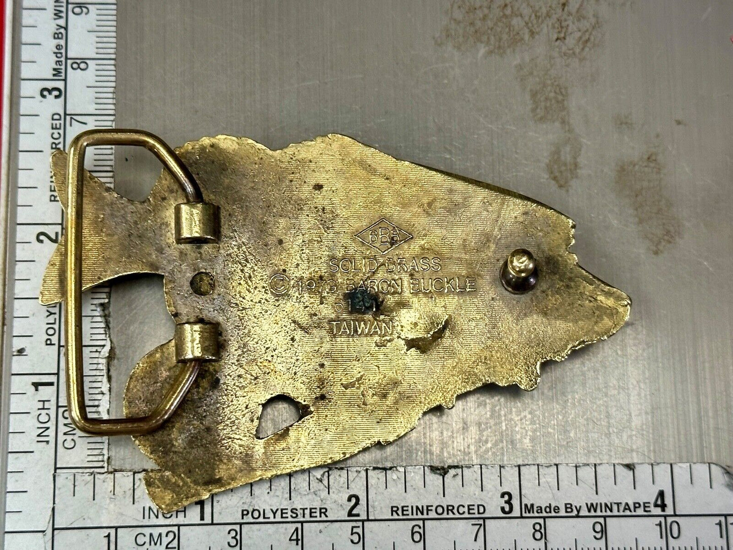Trout Fishing Cutout sports fish vintage Baron Buckles solid brass belt buckle