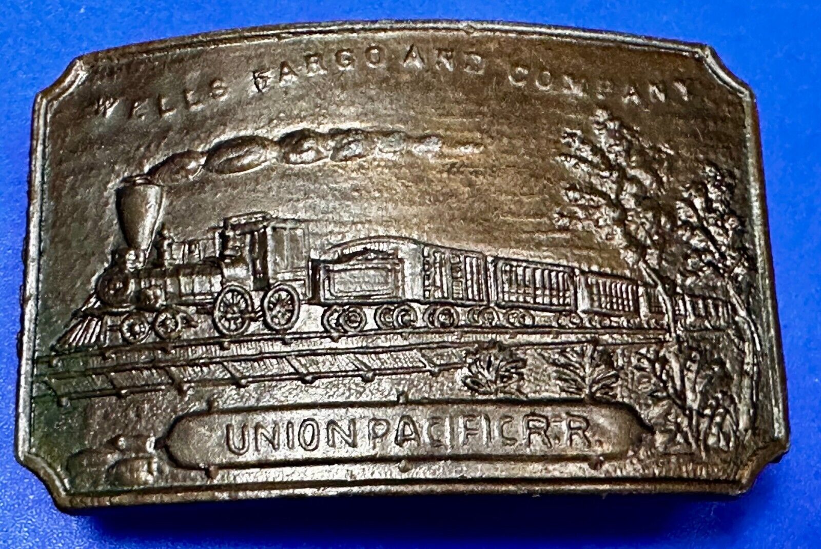 Union Pacific RR Wells Fargo & Co Train Steam Engine Locomotive Belt Buckle