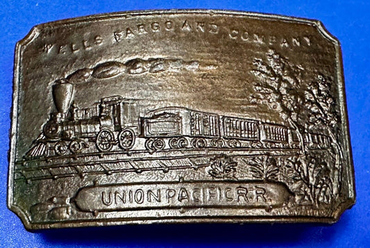 Union Pacific RR Wells Fargo & Co Train Steam Engine Locomotive Belt Buckle