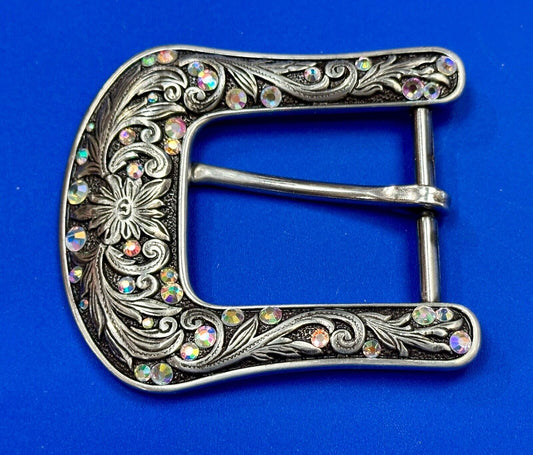 Ariat signed western ornate ranger silver tone belt buckle with Rhinestone's