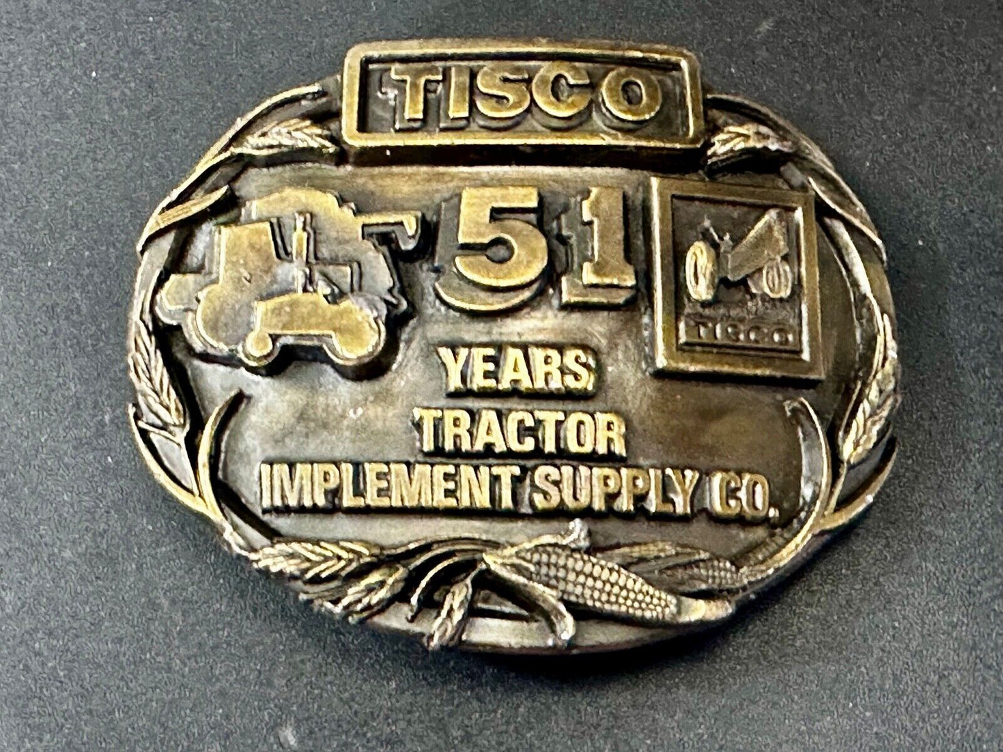 TISCO 51 Years Tractor Implement Supply Co. Belt Buckle Vintage 1987 by Siskiyou