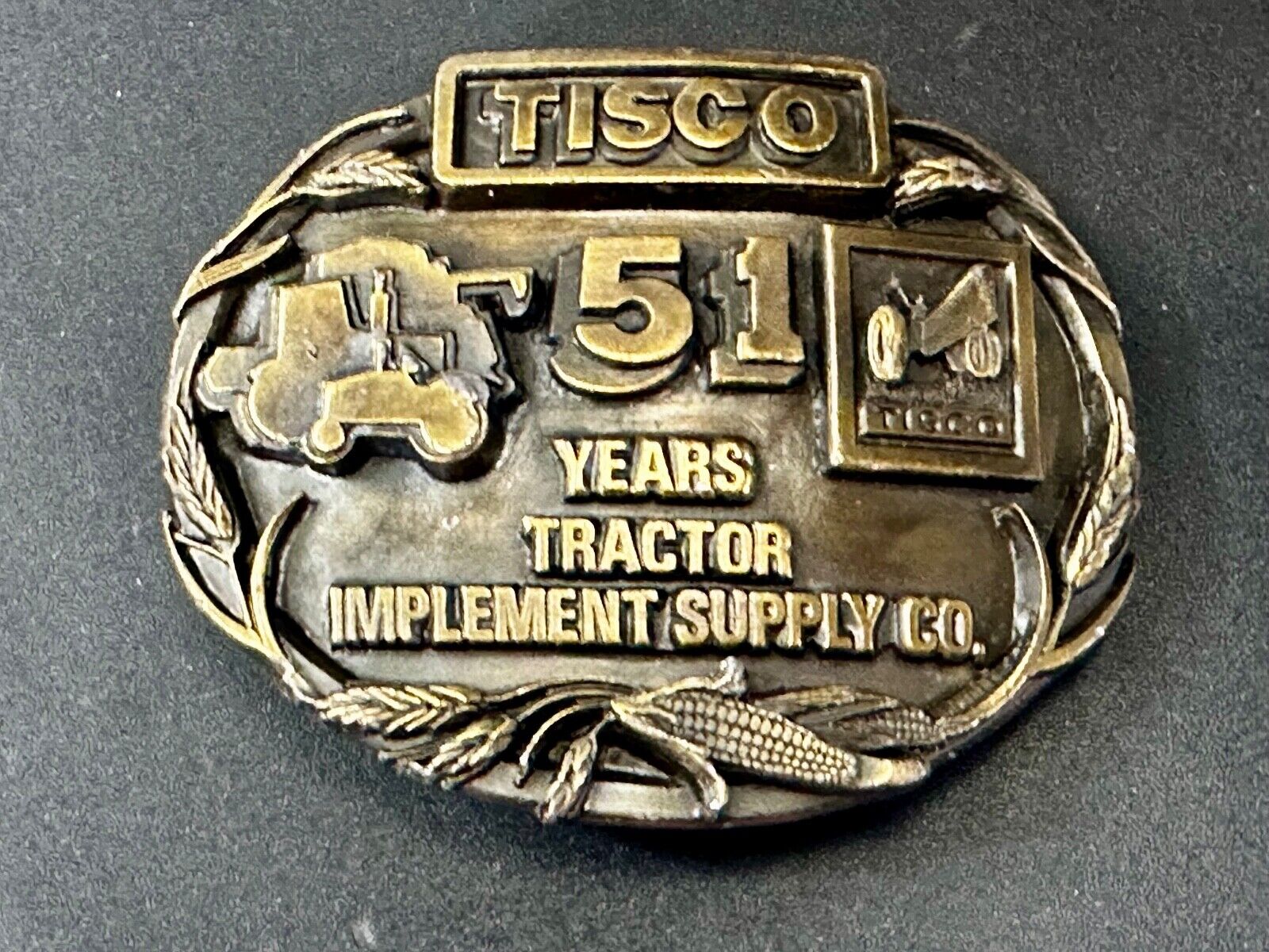 TISCO 51 Years Tractor Implement Supply Co. Belt Buckle Vintage 1987 by Siskiyou