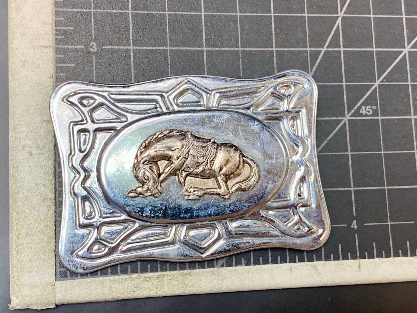 Vintage HORSE in saddle western rodeo cowboys belt buckle