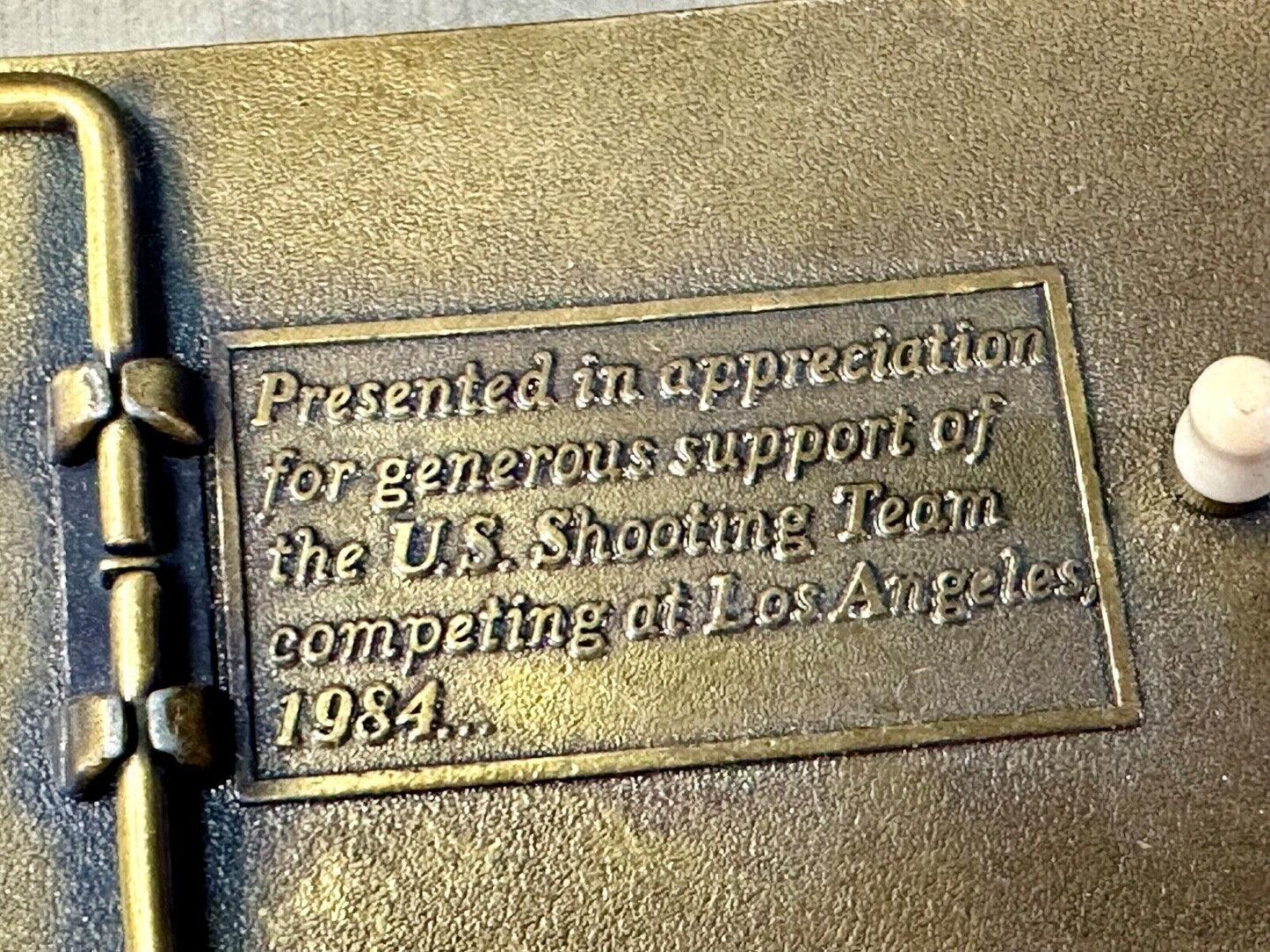 Aiming for Olympic Gold US shooting team 1984 belt buckle