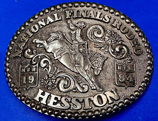 1984 Hesston NFR National Finals Rodeo Cowboys Western Belt Buckle