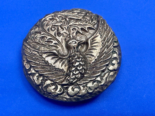 Vintage DOVE bird Hippy hobo style Taiwan round brass tone belt buckle