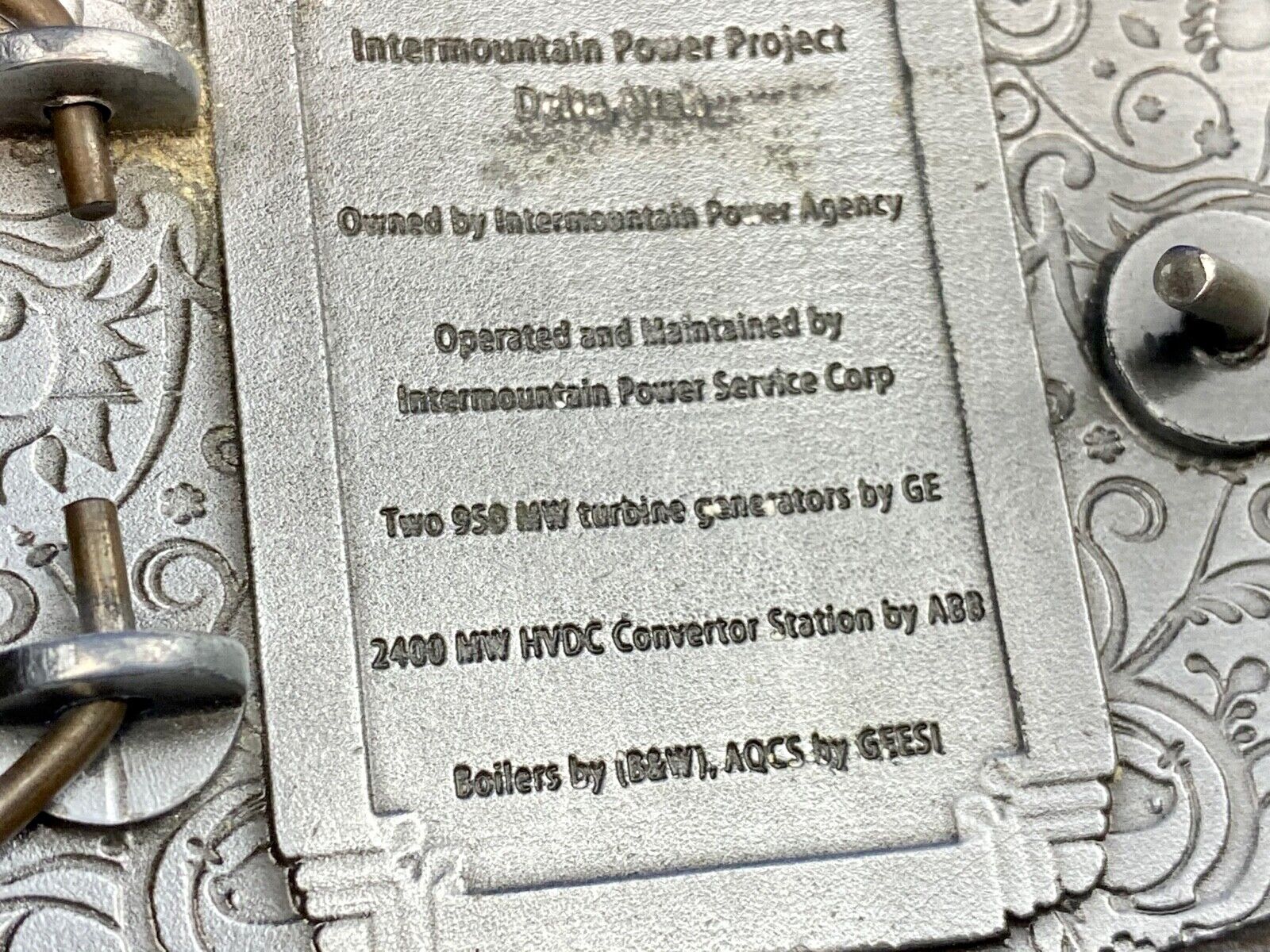 Vintage Intermountain Power Project belt buckle  Silver Anniversary HVDC PSC