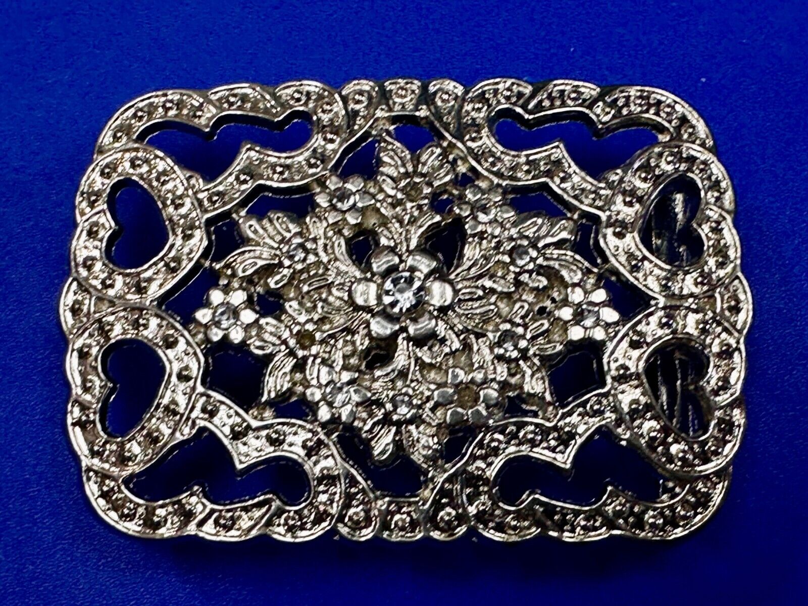 Victorian Style Flower Heart See-Through Ladies Belt Buckle Missing Rhinestone's