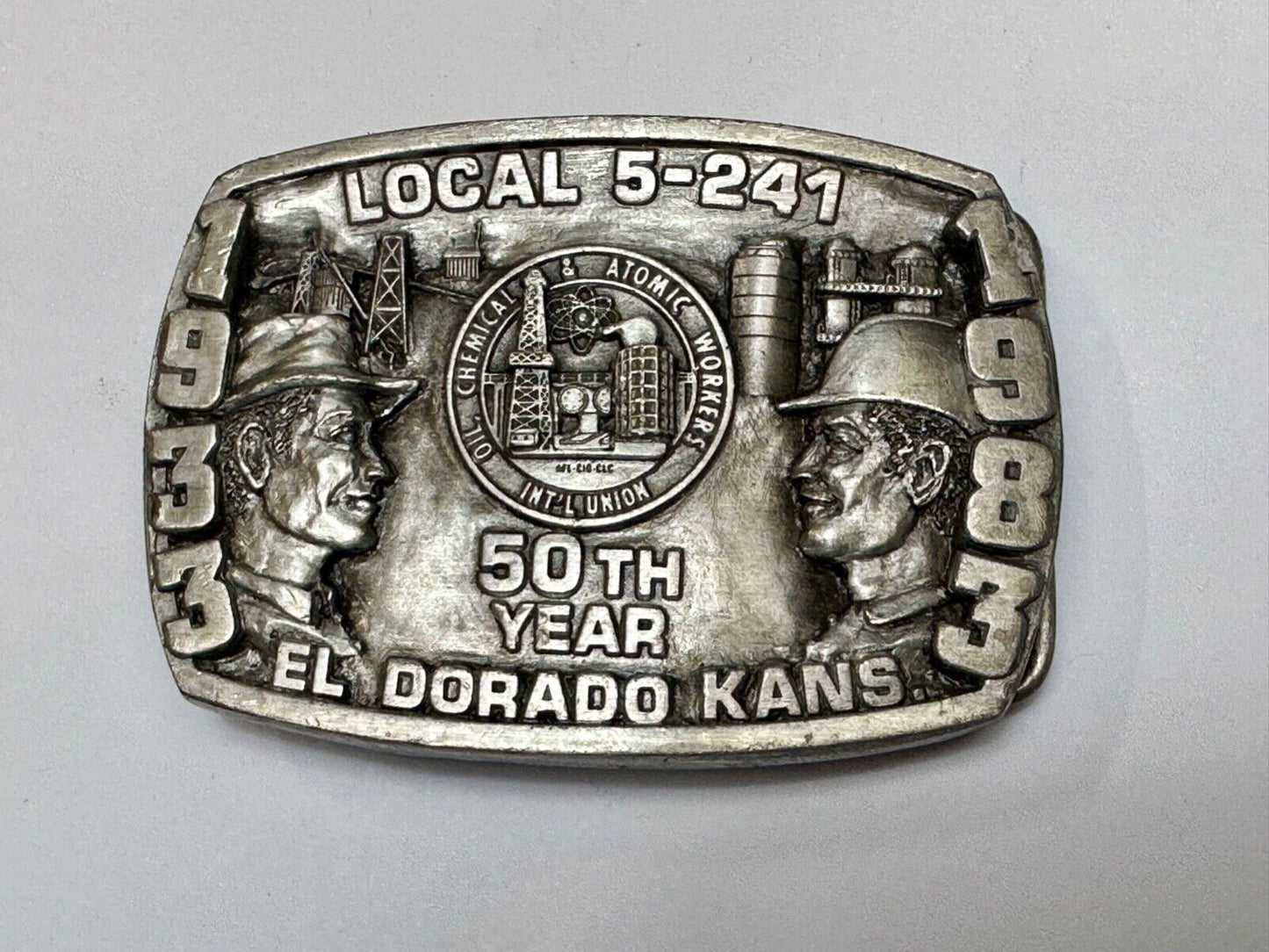 Vintage  1983 El Dorado Kansas Local union 5 241 50th yr celebration belt buckle