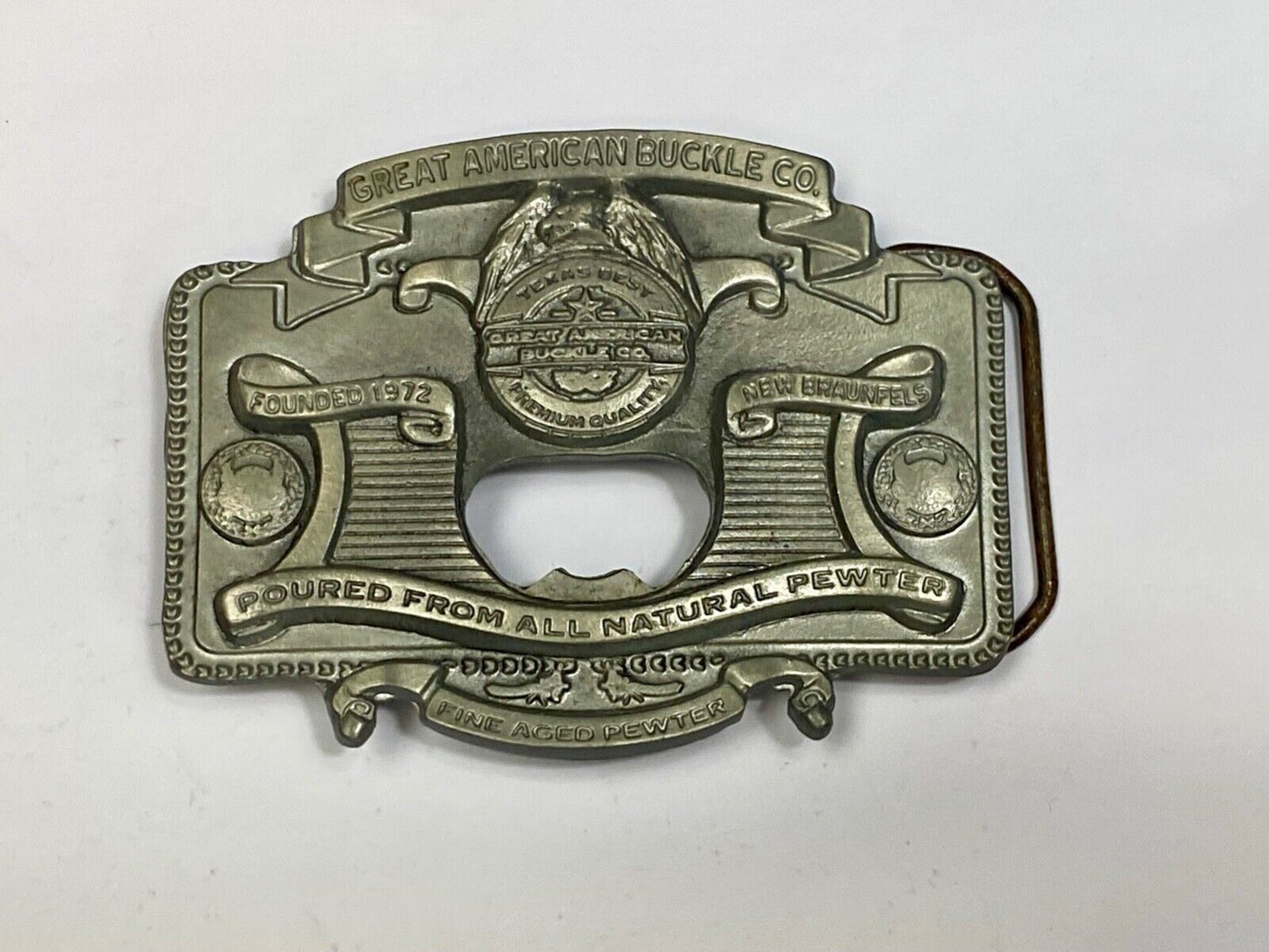 2004 Great American Products Poured From Pewter Belt Buckle & Bottle Opener