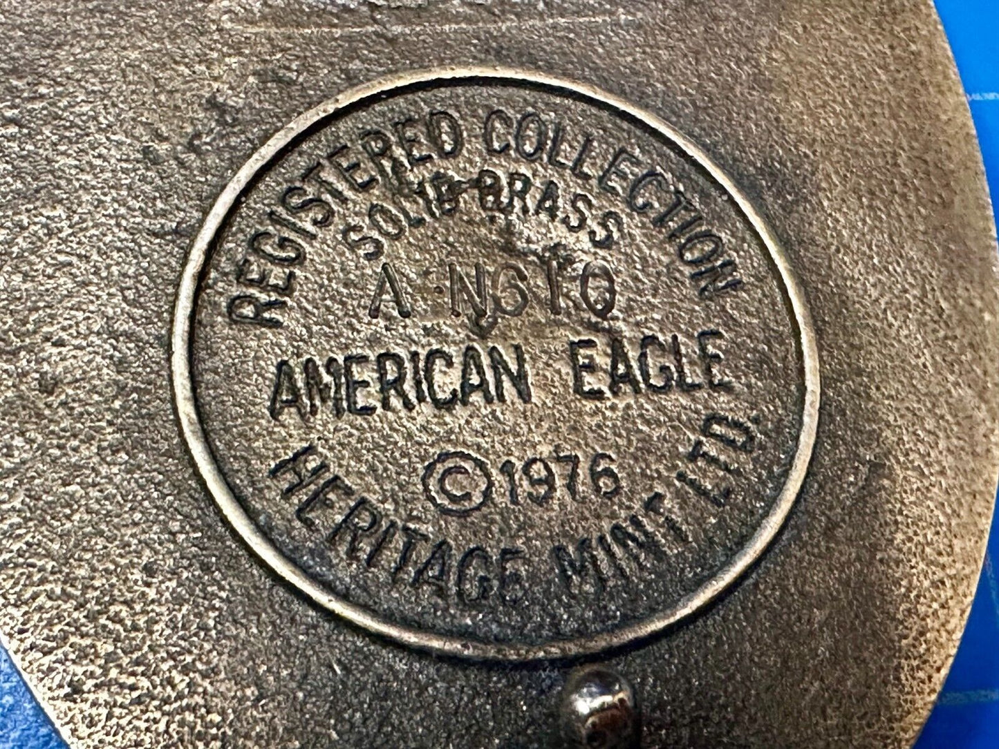 United We Stand - Patriotic American Eagle 1976 Heritage Mint Brass Belt Buckle