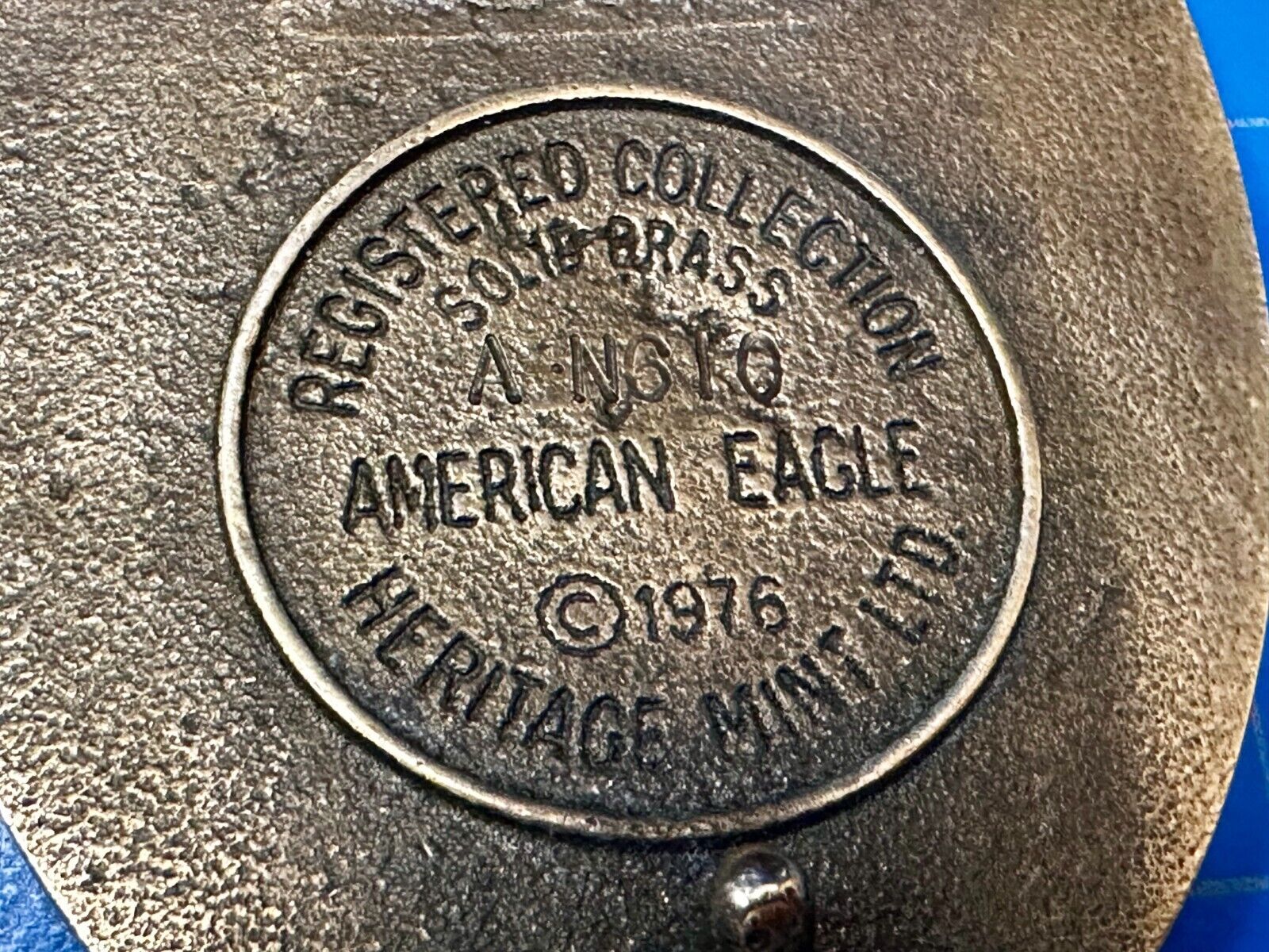 United We Stand - Patriotic American Eagle 1976 Heritage Mint Brass Belt Buckle