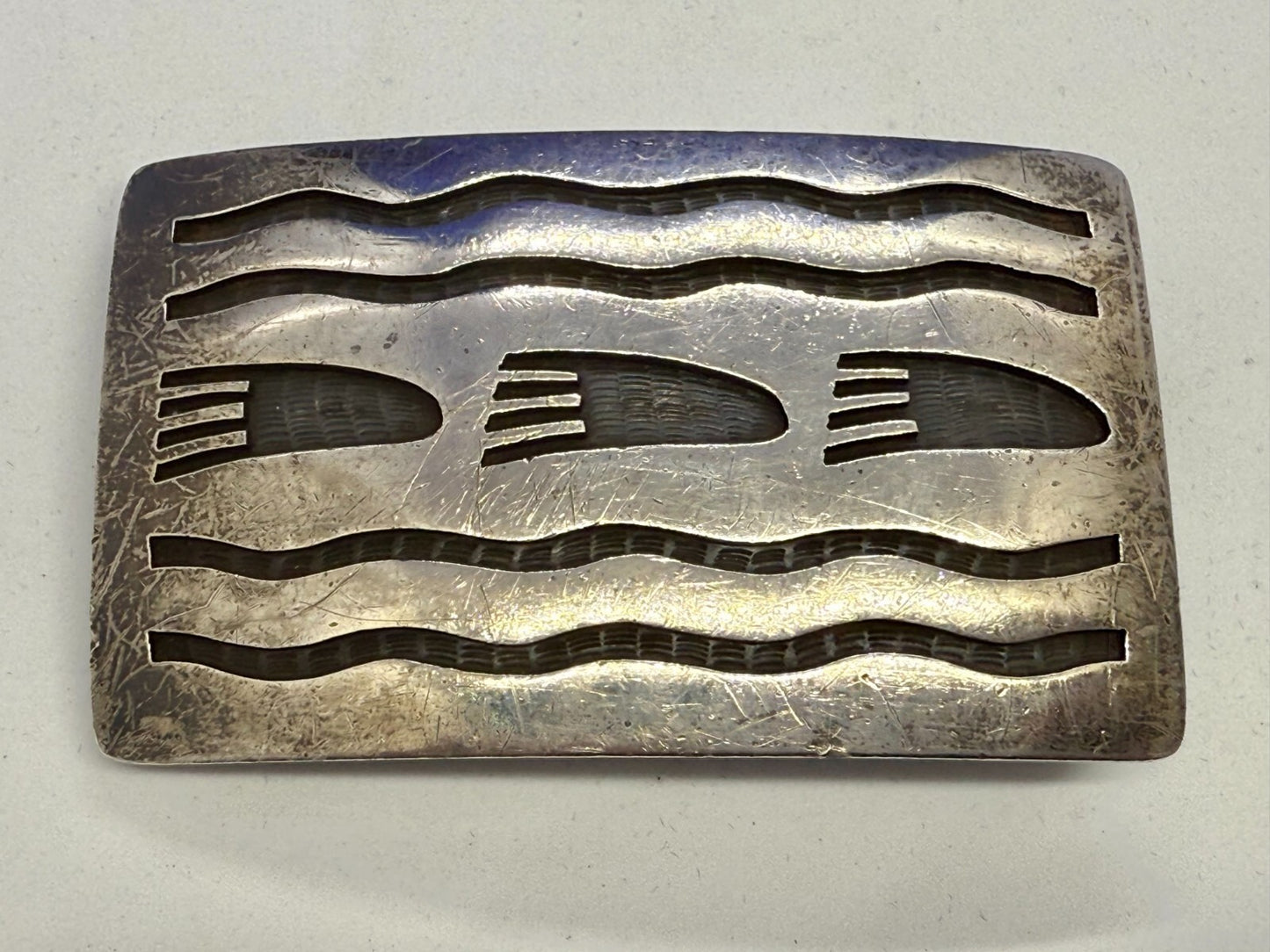 Bear Paw Print Native American Indian Art Pattern Belt Buckle - See Makers Marks