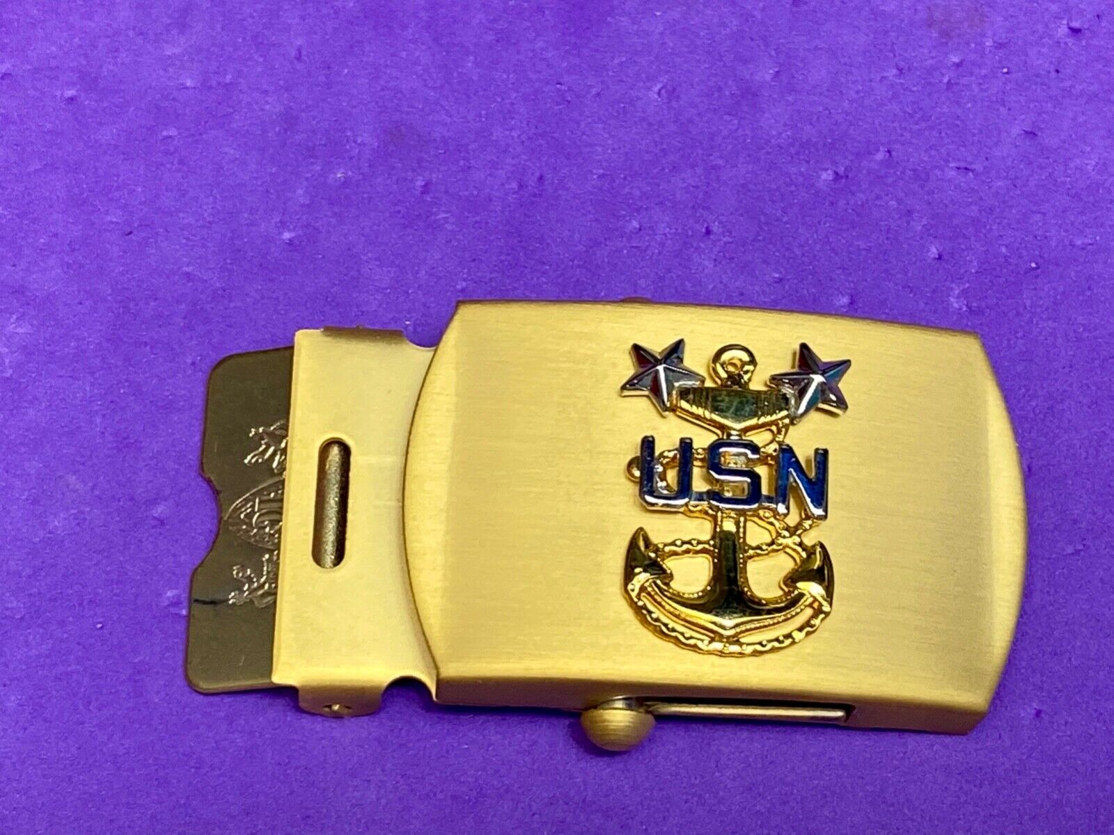 Usn United States Navy  - Star Anchor Eagle Emblem Nos Belt Buckle For 1" Belt