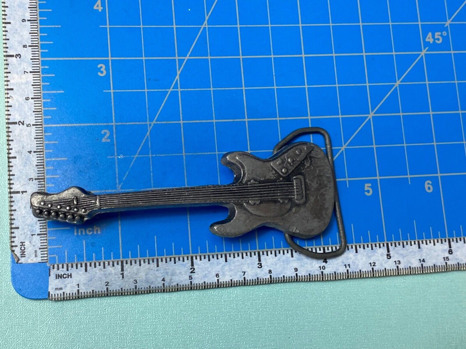 Vintage Electric Guitar - 6 String Rock Band Music Belt Buckle by Baron