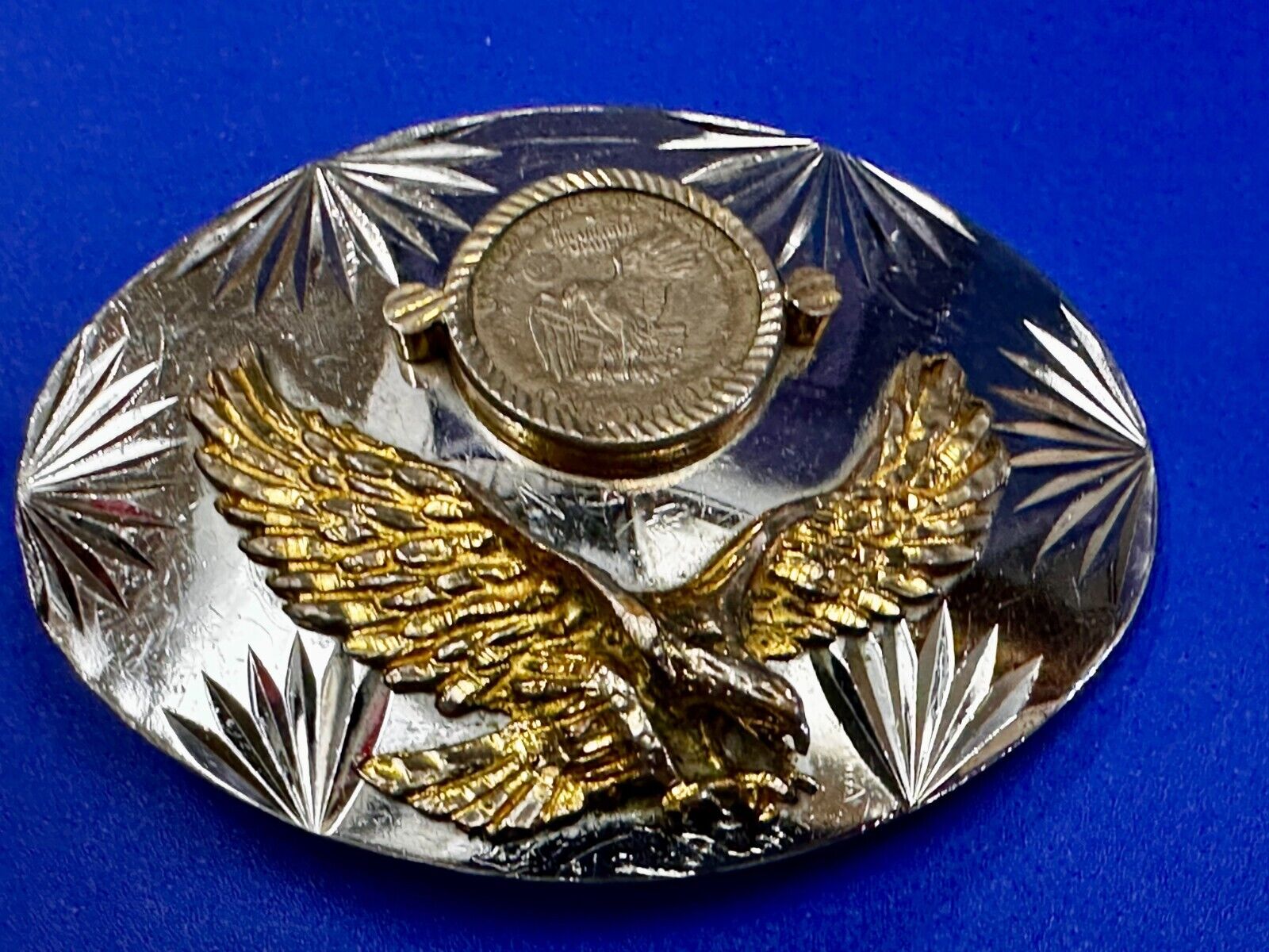 United States of America One Dollar Coin Patriotic Eagle JG Alpaca Belt Buckle