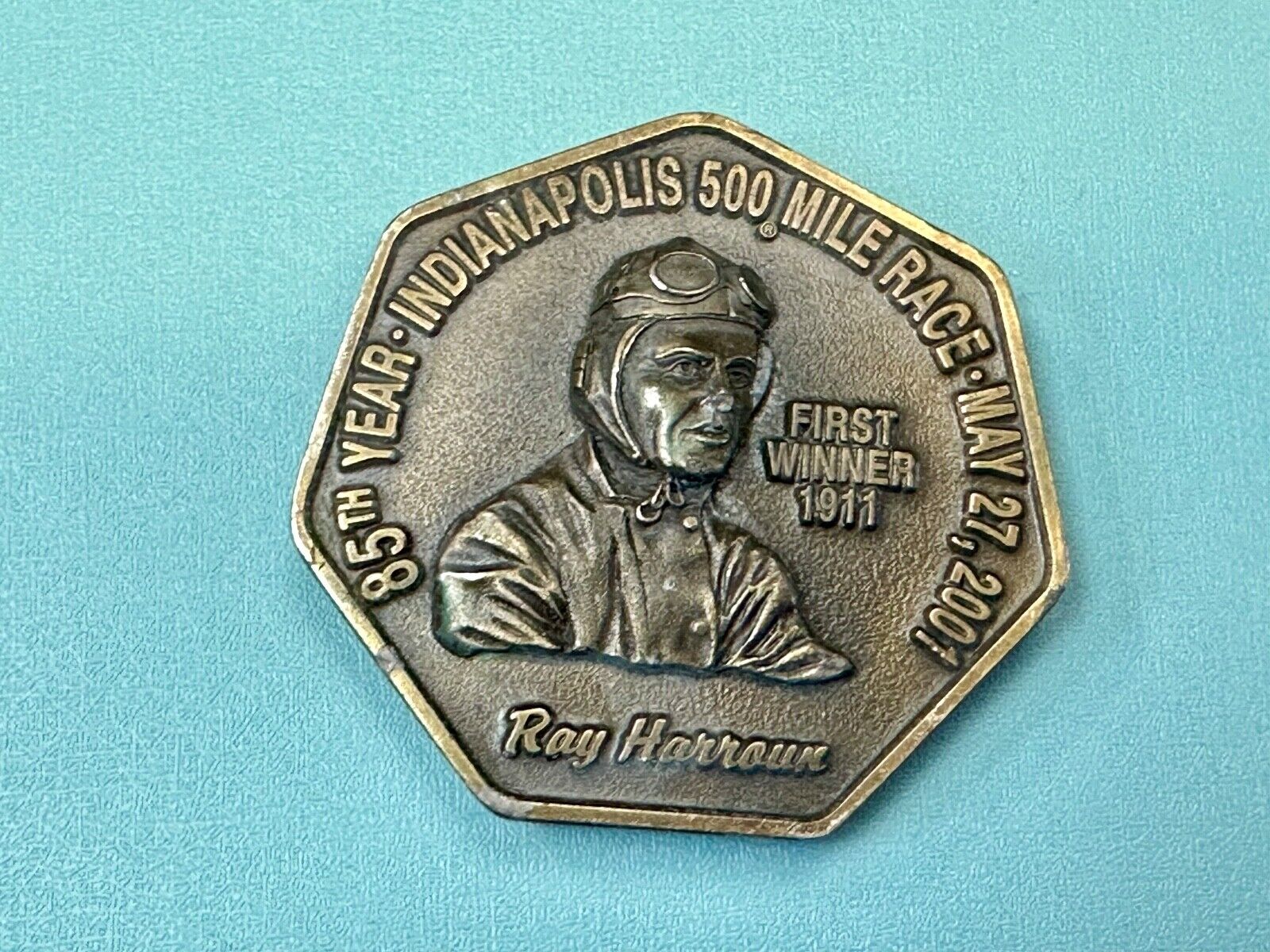 85th Indianapolis 500 Race Day First winner Ray Harrow commemorative belt buckle