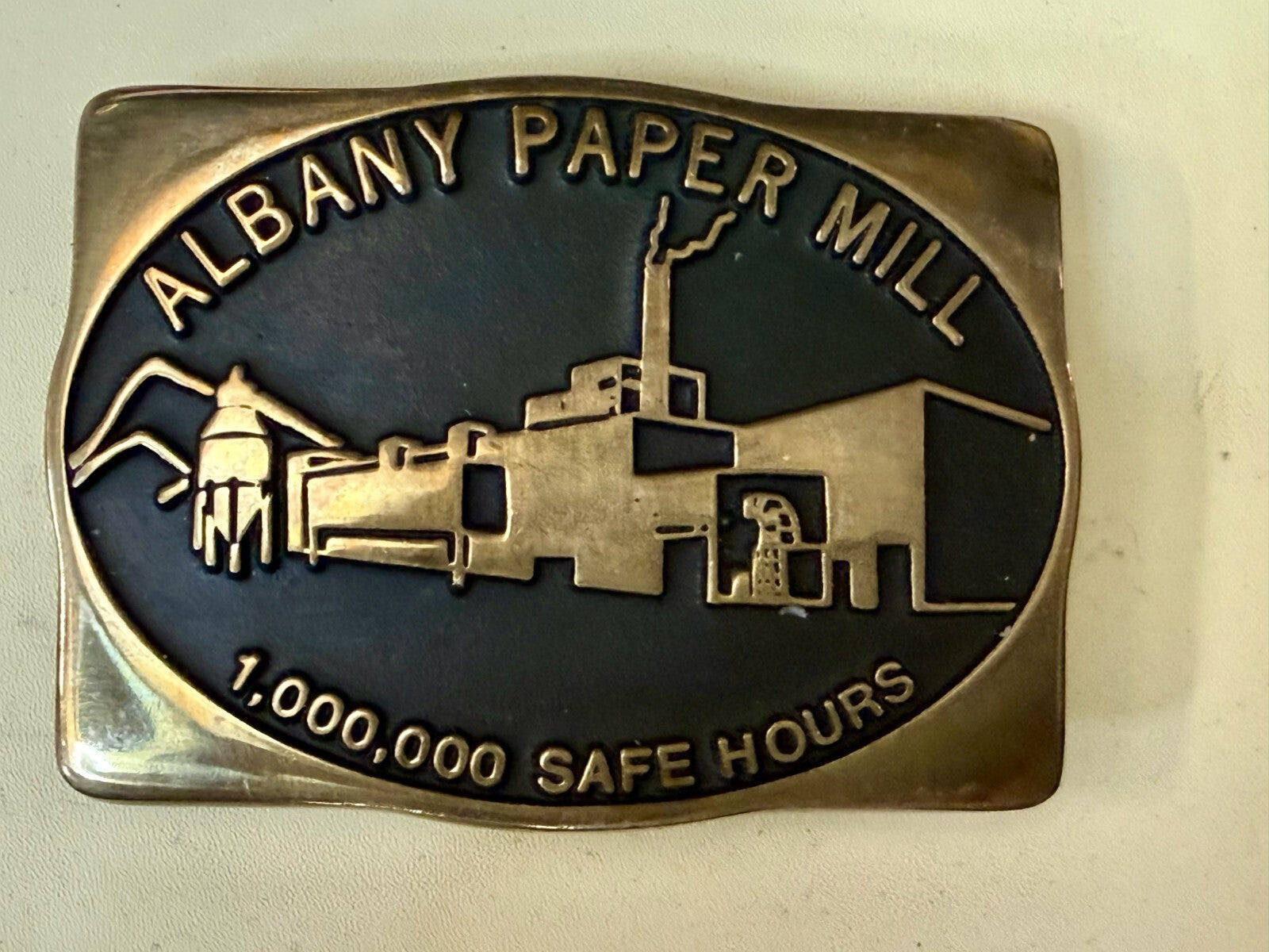 Albany Paper Mill 1,000,000 Safe Hours Solid Brass 1988 Anacortes Belt Buckle
