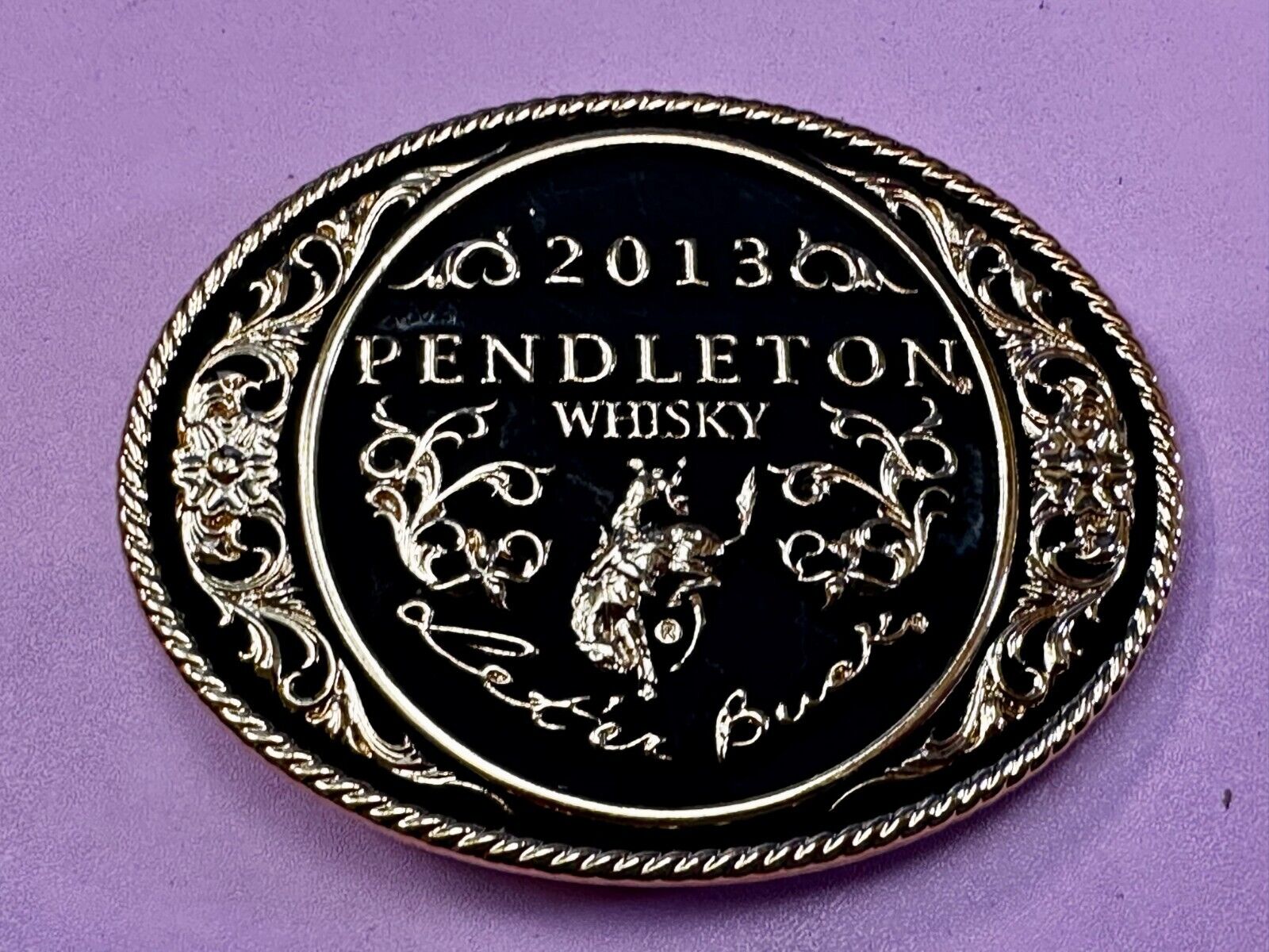 2013 Pendleton Whiskey Let'er Buck Rodeo Cowboy Montana Silversmiths Belt Buckle