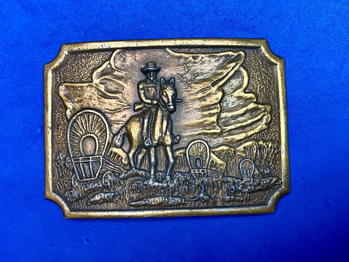 Tall In The Saddle Western Cowboy Horse Vintage Iconic Art Scene Belt Buckle 