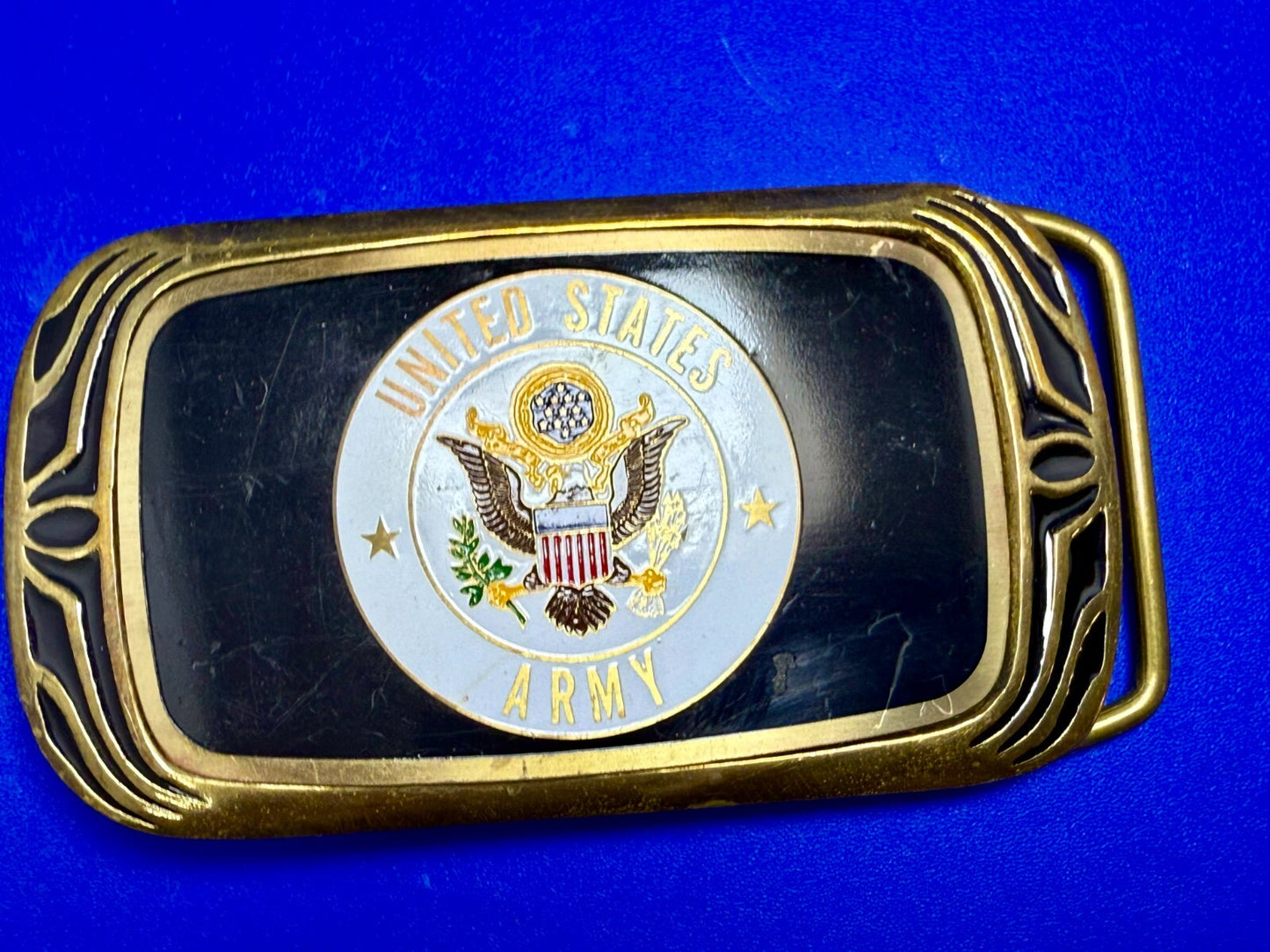 United States Army Military Eagle Seal Vintage 1988 NAP Solid Brass Belt Buckle