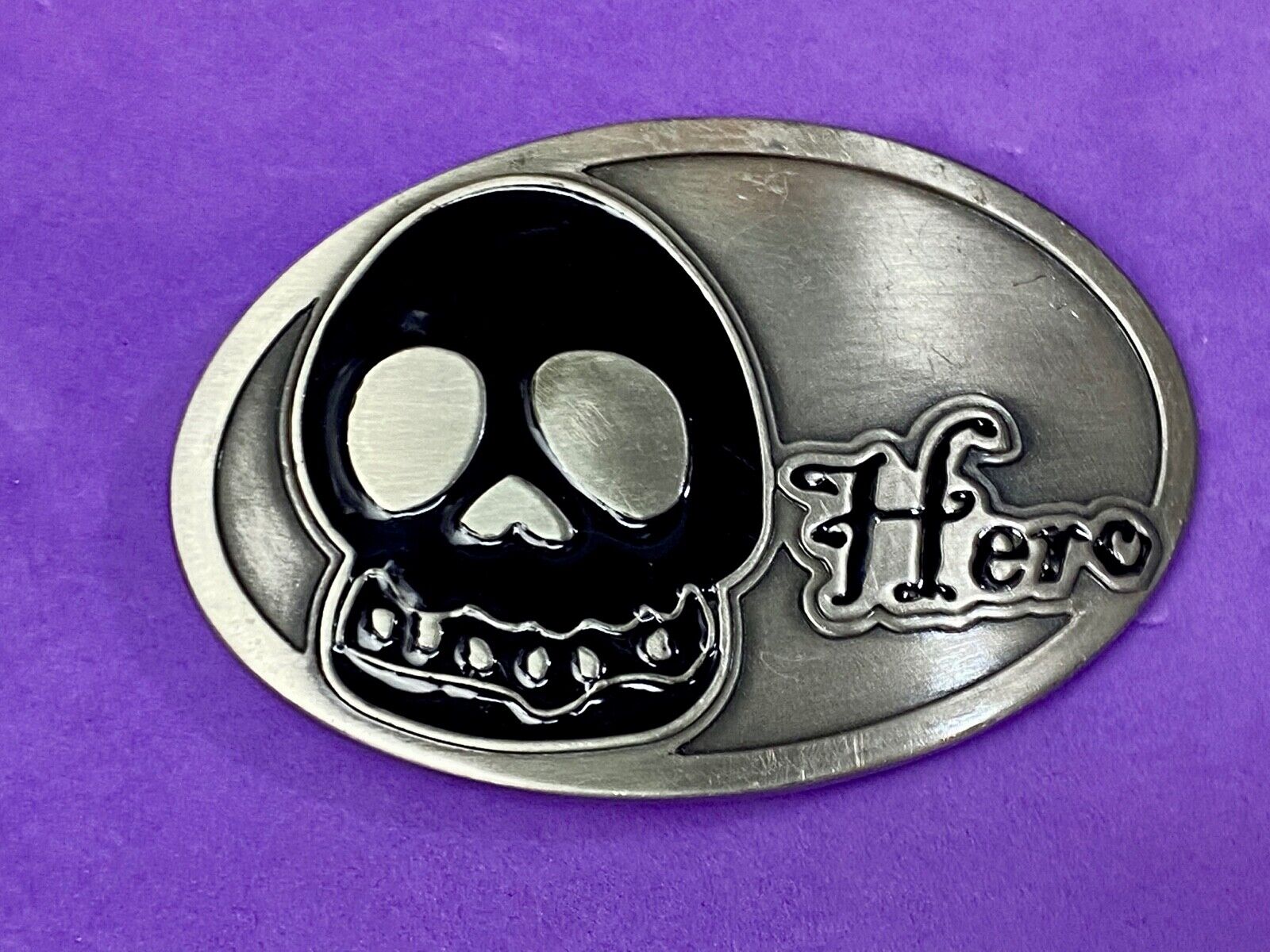 Black & Silver color HERO skull biker punk belt buckle 