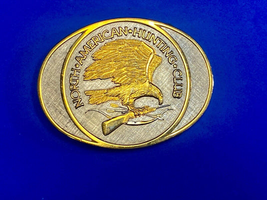 24K Gold / Rhodium Plate!  North American Hunting Club Life Member Belt Buckle