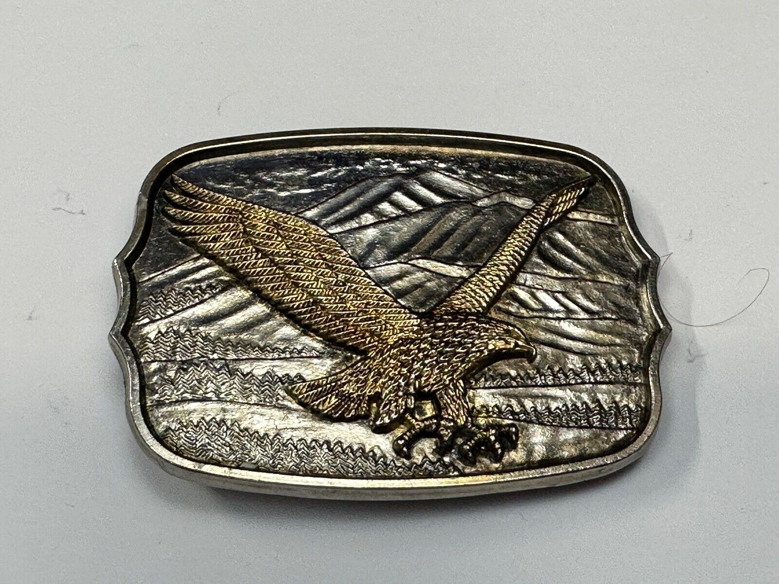 Patriotic American Eagle Hunting Diving Flying over USA Mountainside belt buckle
