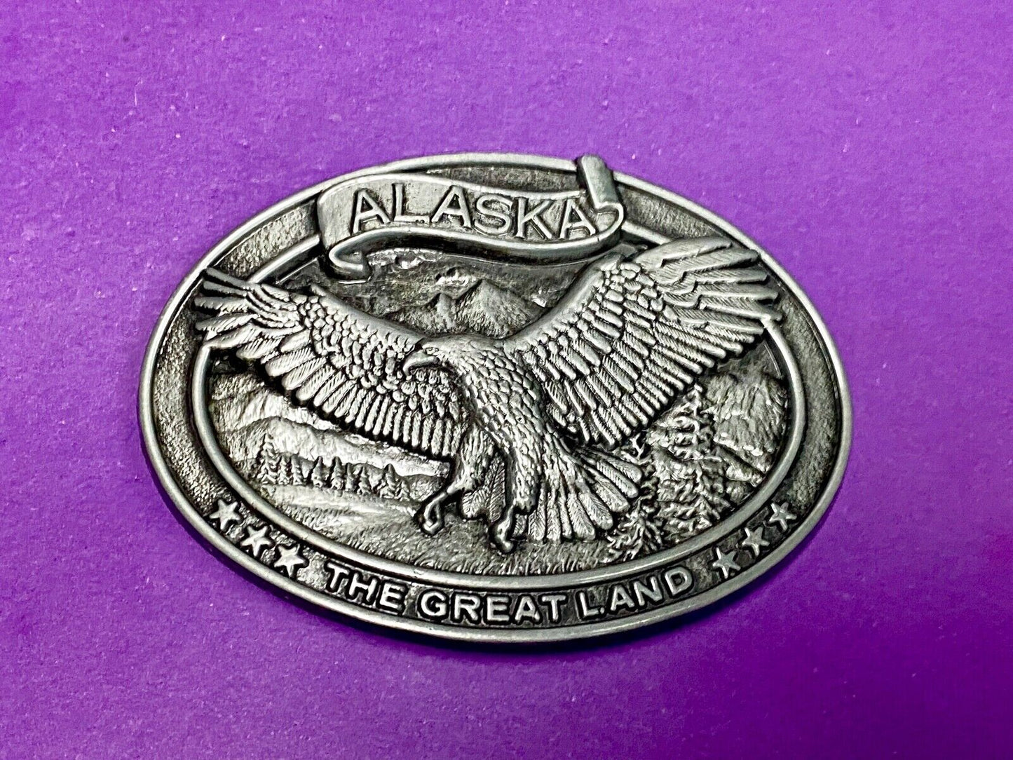 Alaska The Great Land American Bald Eagle Commemorative Belt Buckle