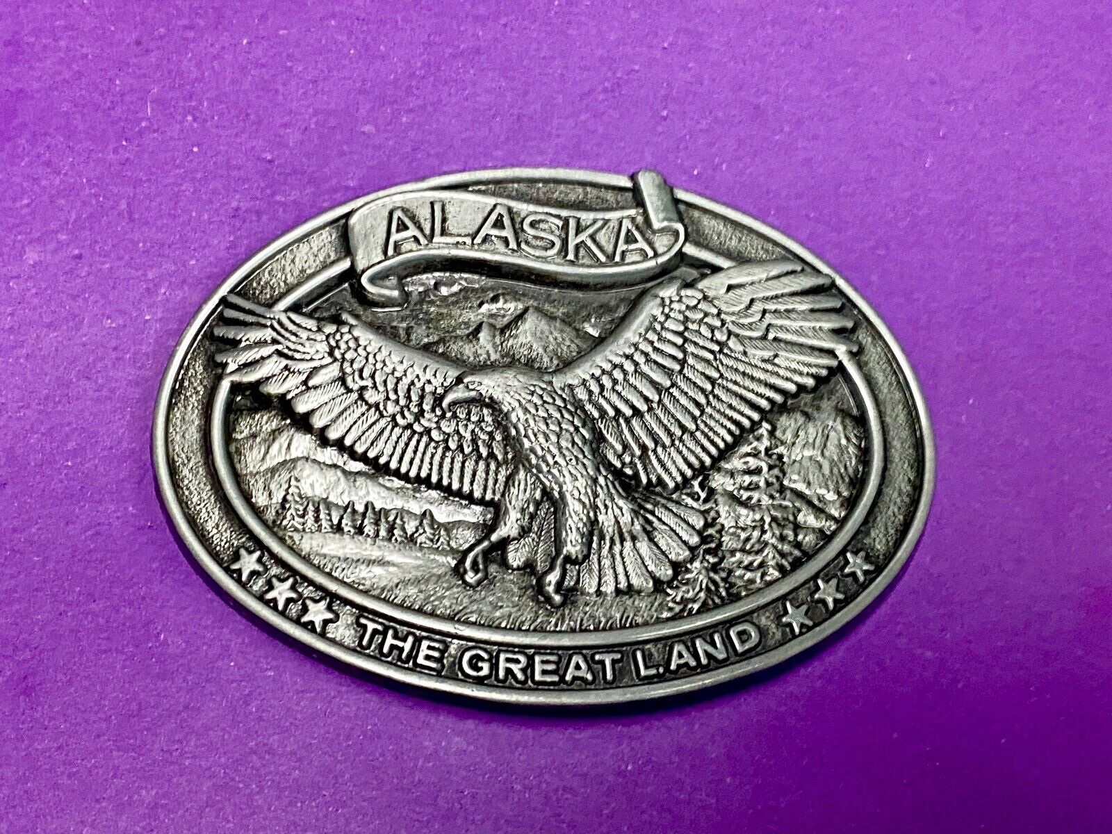 Alaska The Great Land American Bald Eagle Commemorative Belt Buckle
