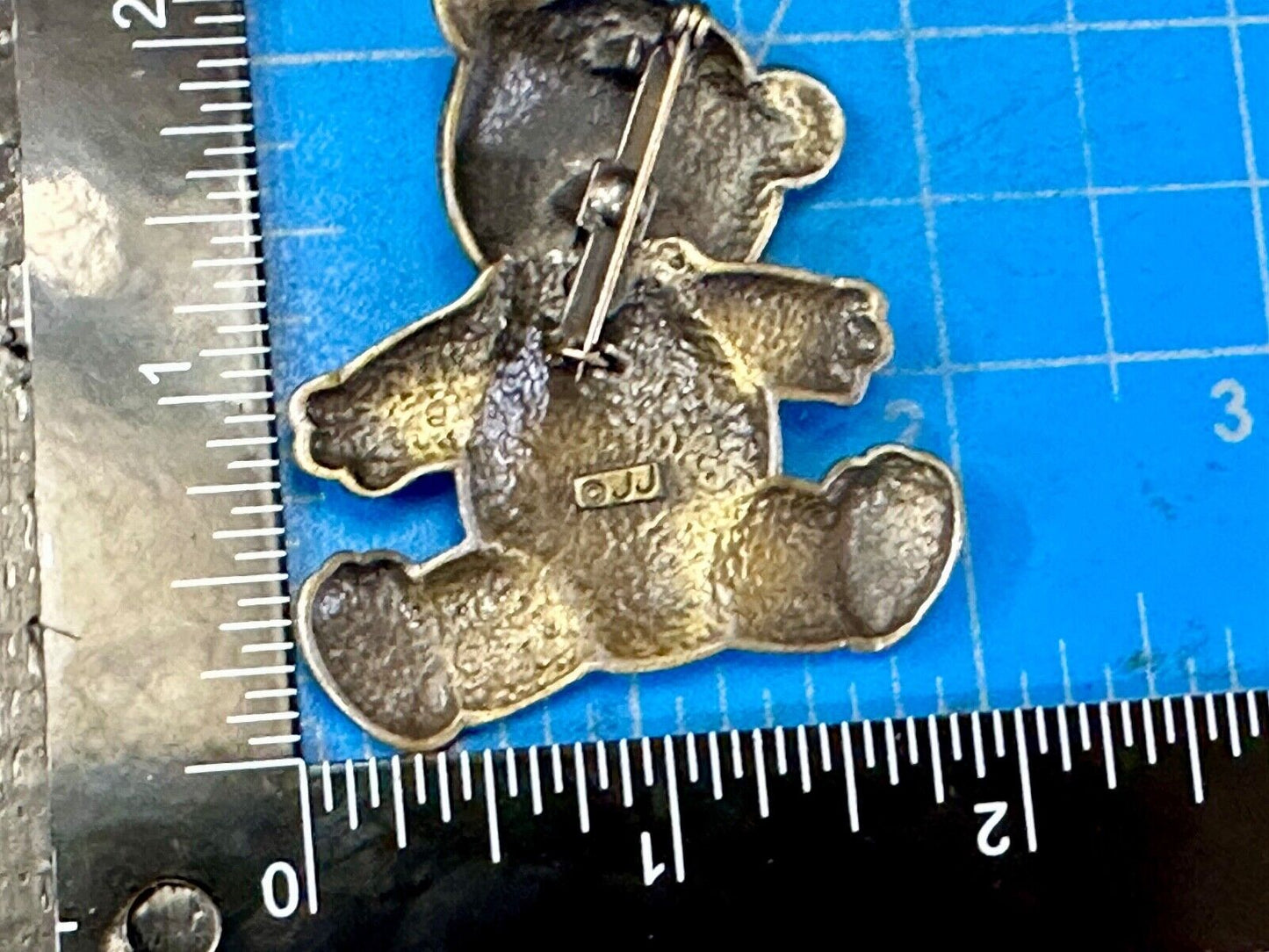 Vintage JJ Jonette Silver Tone Articulated Head Teddy Bear