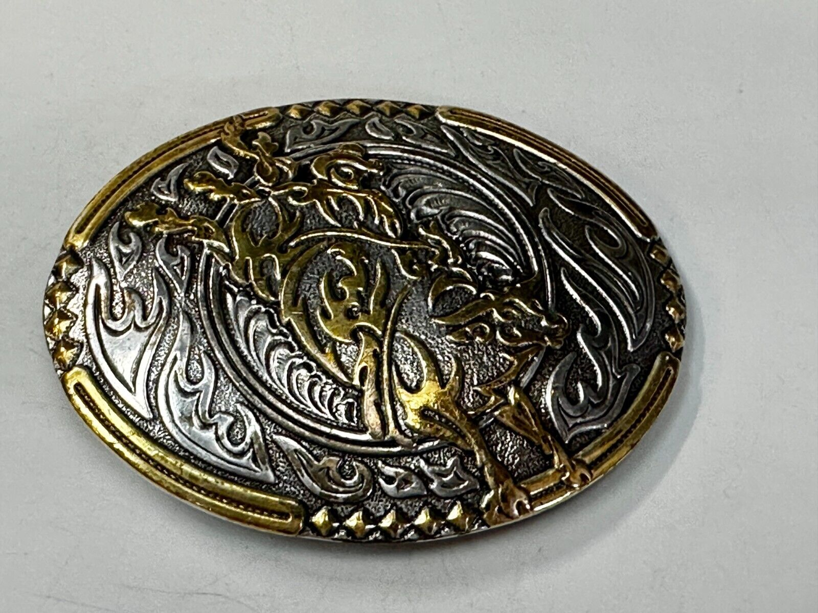 Abstract Rodeo Bull Cow Steer Ornate Two Tone Western Belt Buckle by Crumrine