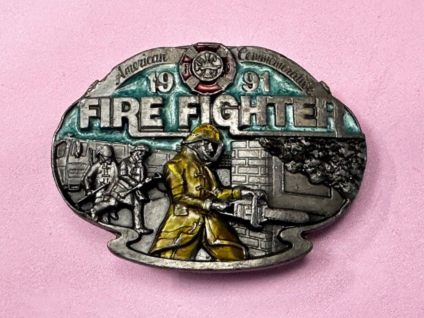 1981 Fire Fighter Commemorative Collection Vintage Arroyo Grande Belt Buckle