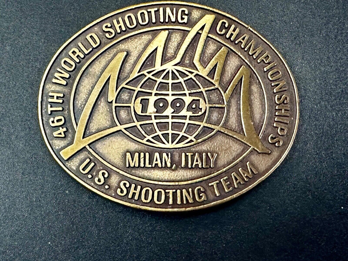 46TH World US Shooting Championship 1994 Milan Italy Commemorative Belt Buckle