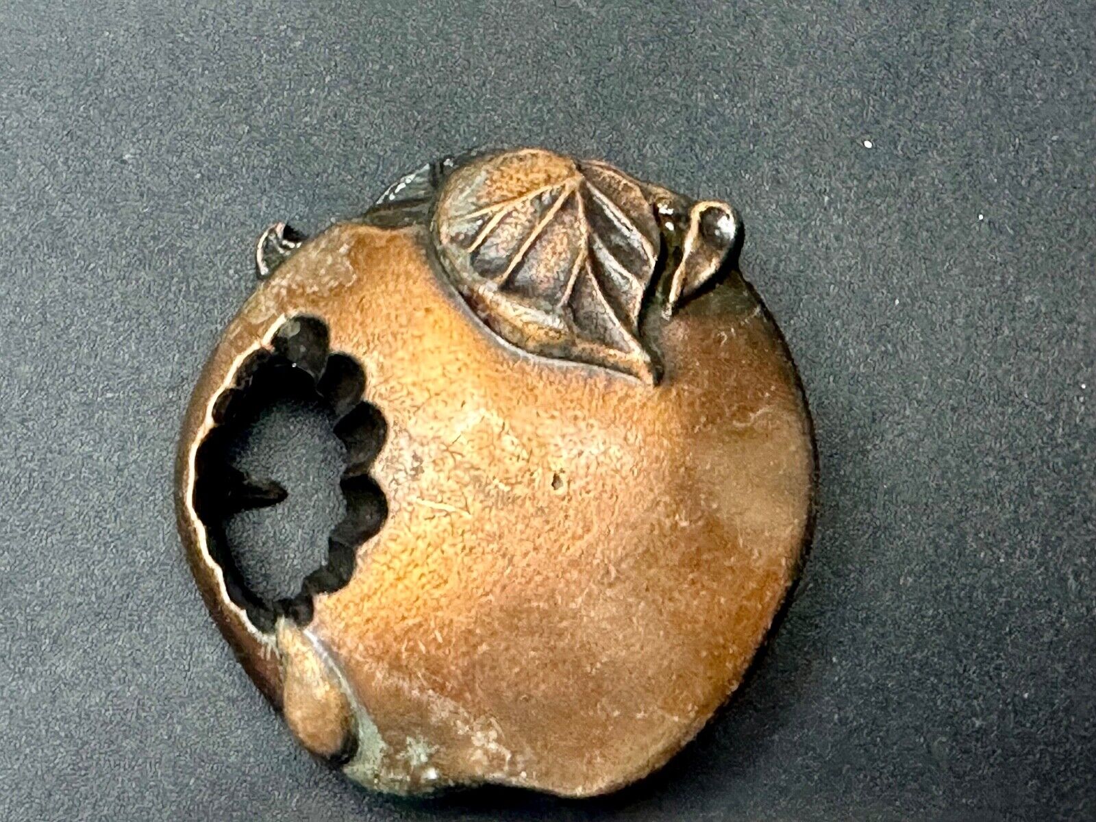 Apple with a bite taken out of it!   Vintage figural Belt Buckle